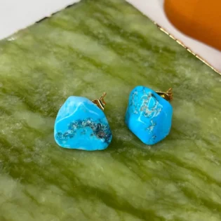 Gold-Plated Turquoise Stud Earrings