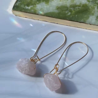 Rose Quartz Crystal Healing Earrings