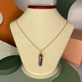 rainbow aura quartz necklace